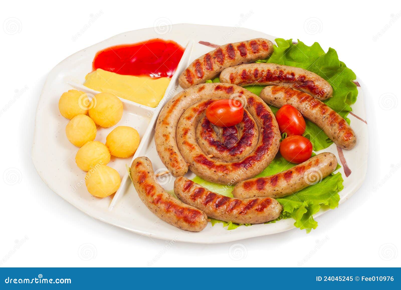 Fried sausage ring stock image. Image of cooking, white 24045245