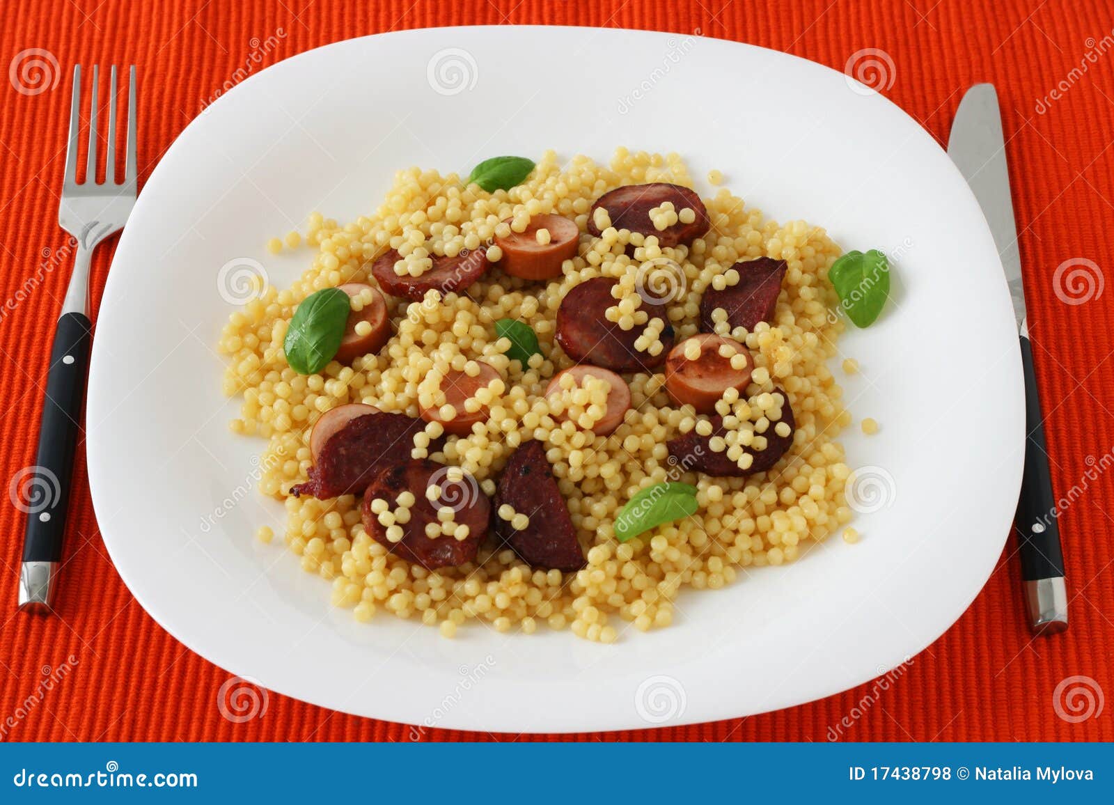 Fried Sausages with Couscous Stock Photo Image of dinner, sausage