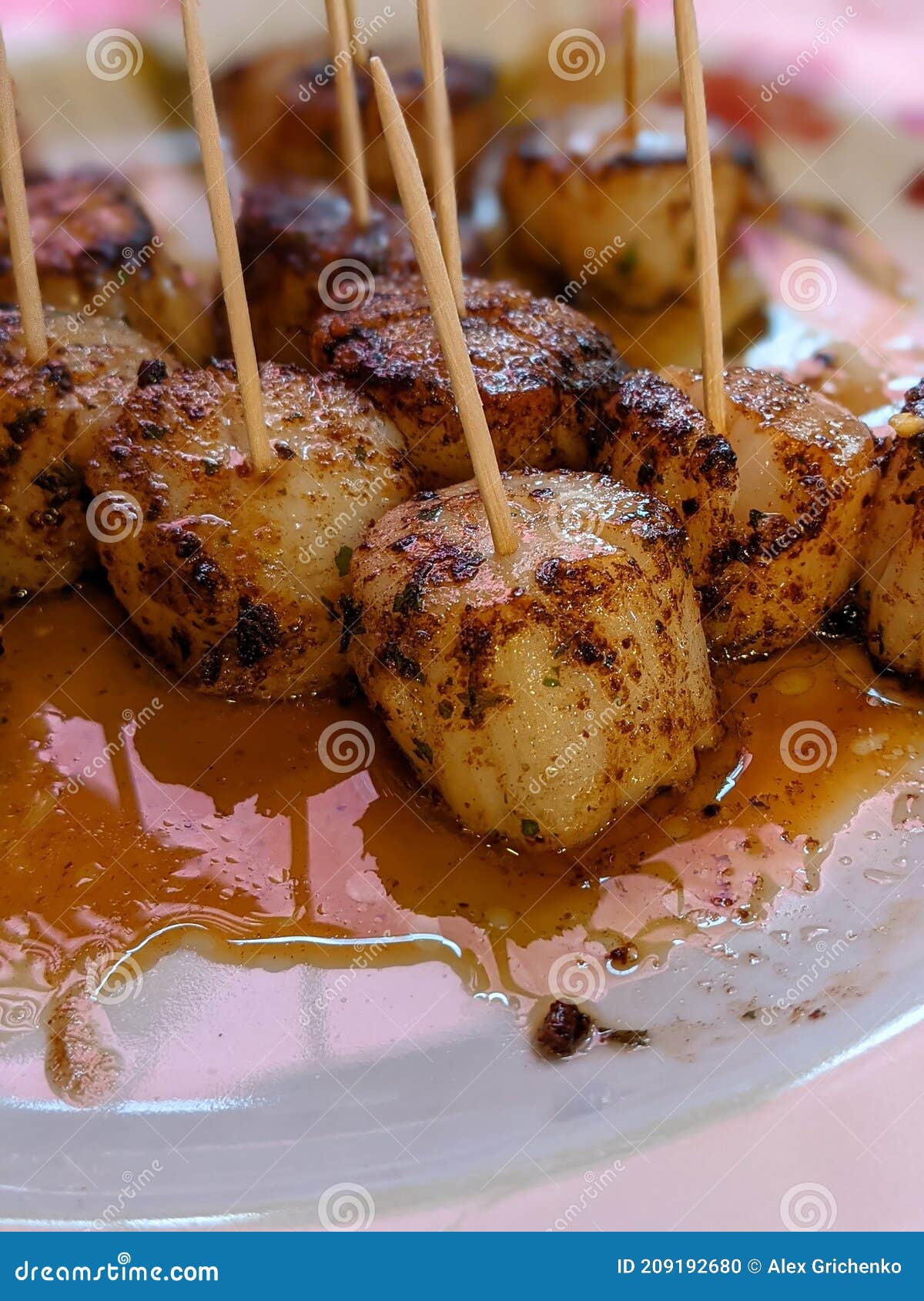 Fried Scallops with Butter Sauce Stock Photo Image of iron, food