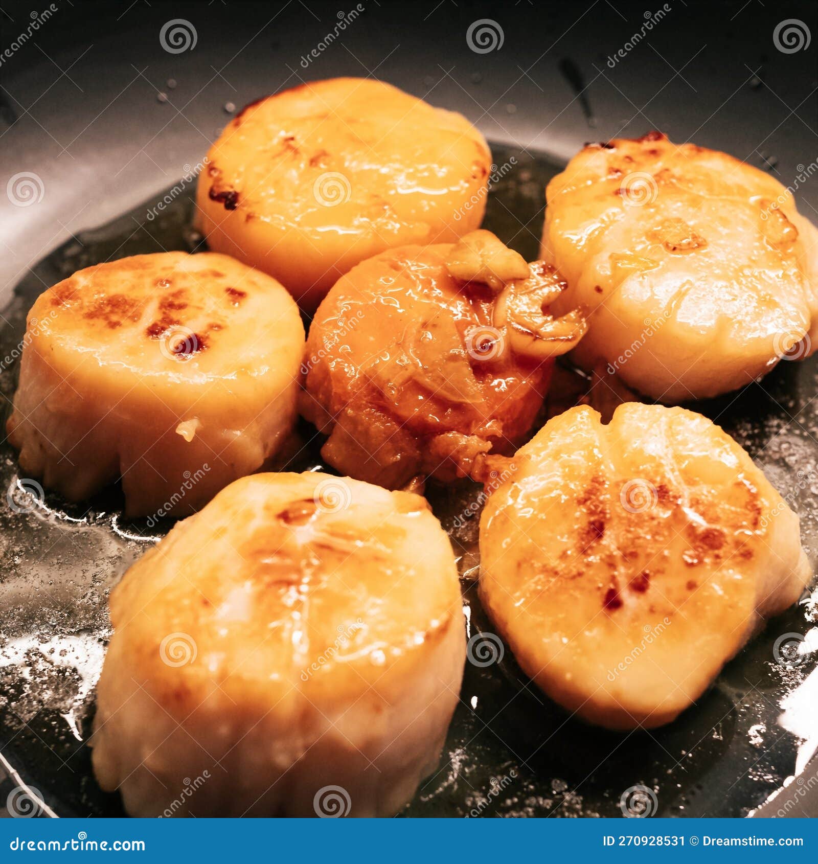 Fried scallops stock image. Image of fresh, seafood 270928531