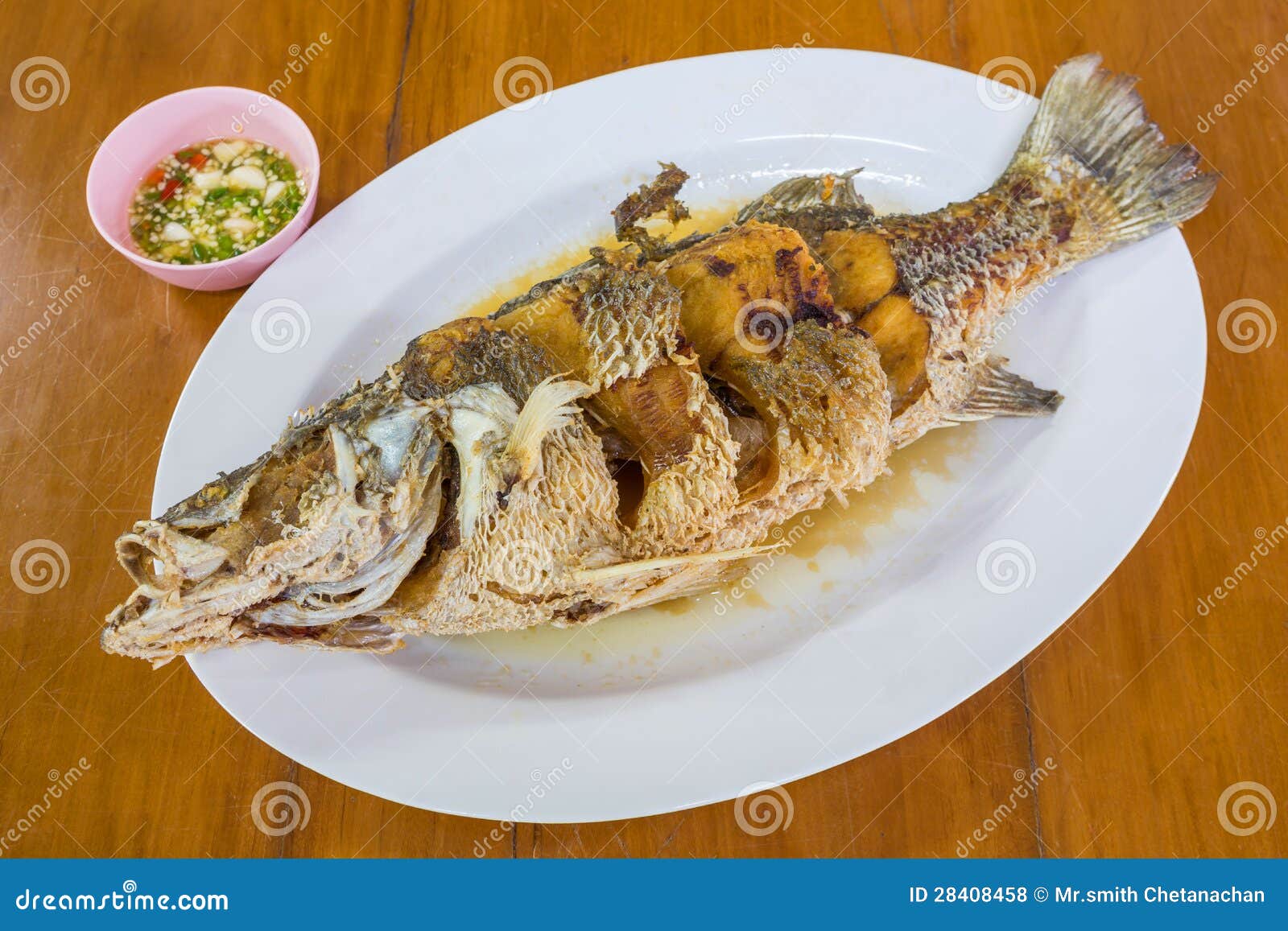 Fried Sea Bass with Fish Sauce Stock Photo Image of lunch, bass 28408458