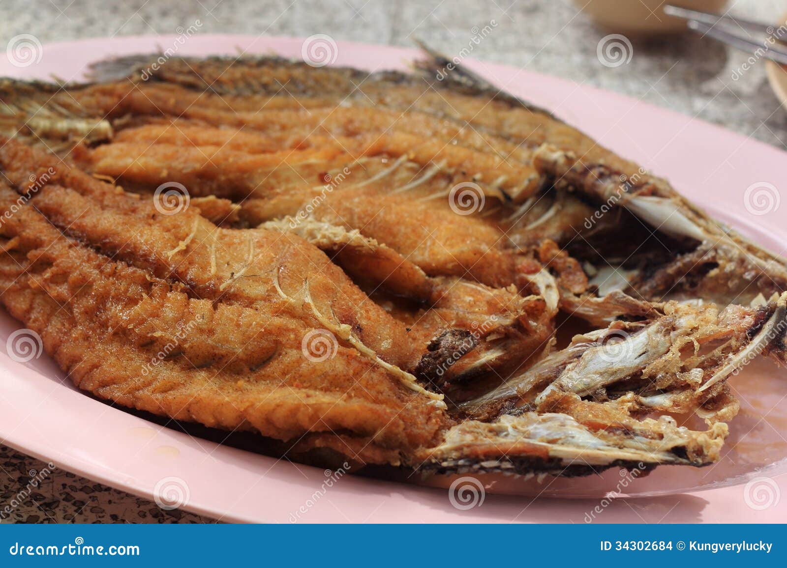 Fried Sea Bass with Fish Sauce Stock Photo Image of food, cooking 34302684