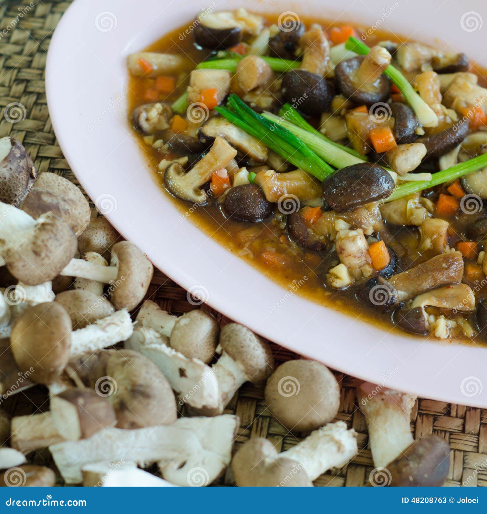 Fried shiitake mushrooms stock image. Image of oyster 48208763