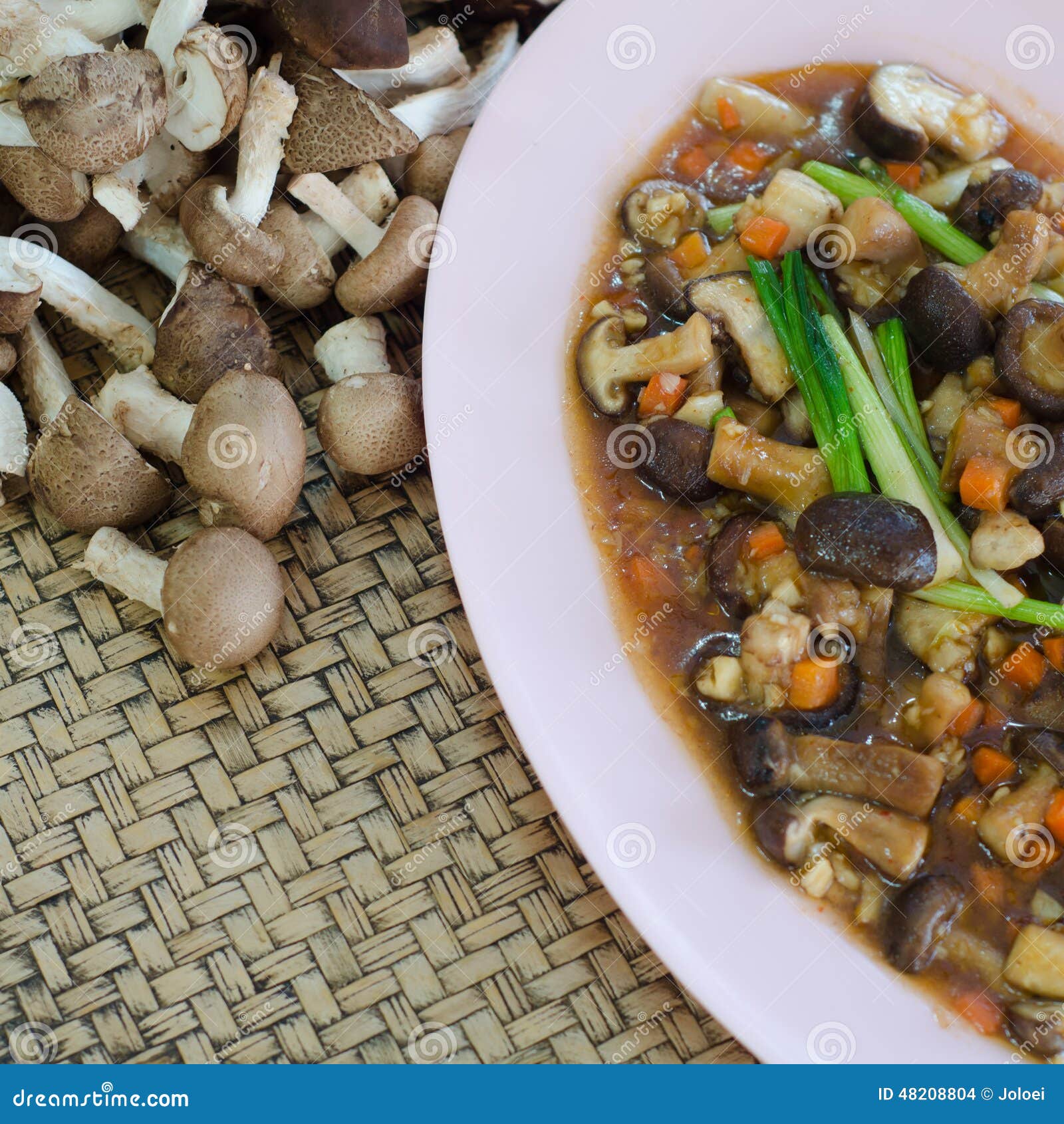 Fried shiitake mushrooms stock photo. Image of dish, shitake 48208804