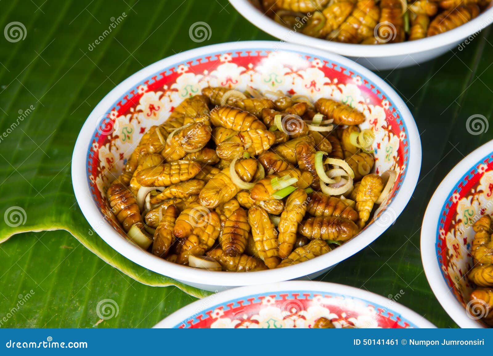 Fried Silk Worm is the Food of the Natives. Stock Image Image of