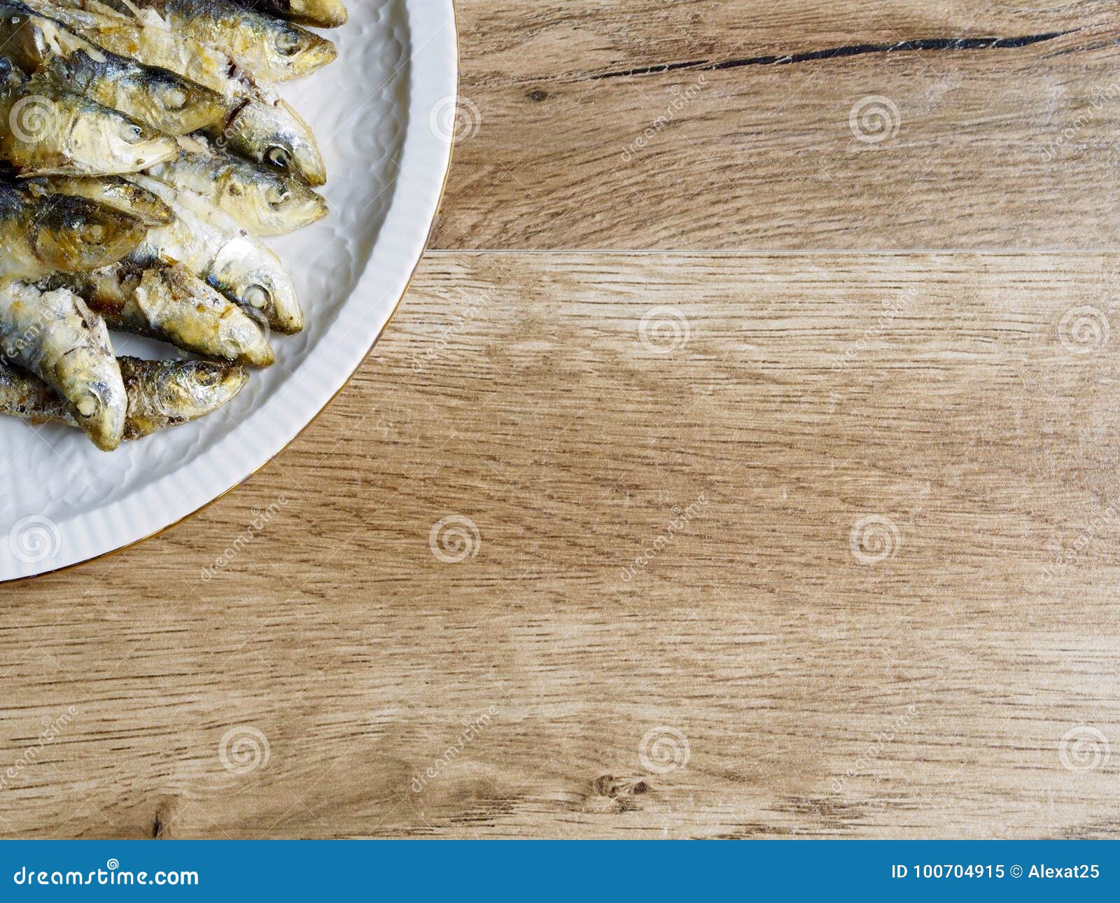 Fried Small Sardine on a Plate Stock Image Image of snack, background