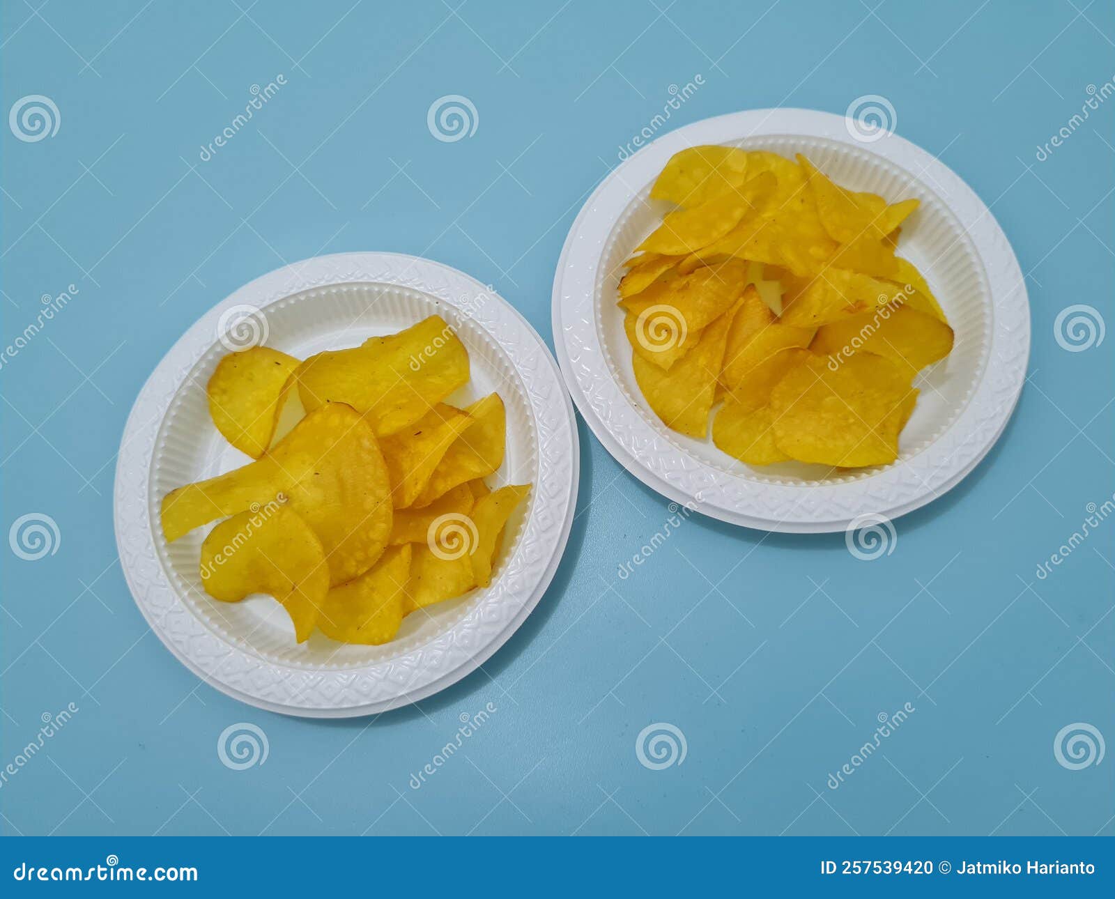 Fried Snacks Made from Cassava and Spices, Called Cassava Chips Stock