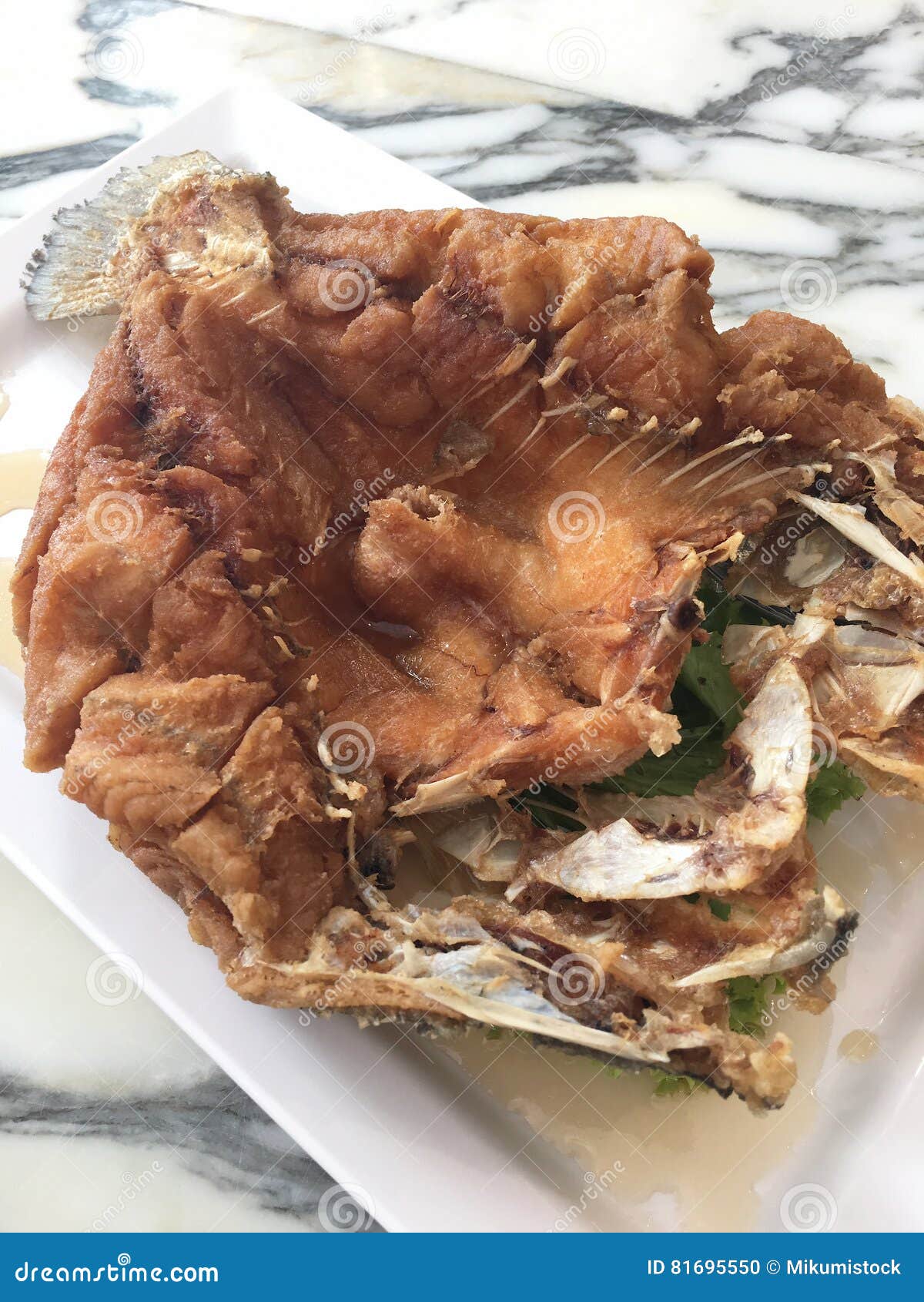 Fried Snapper Fish with Fish Sauce. Stock Photo - Image of fresh, fish ...