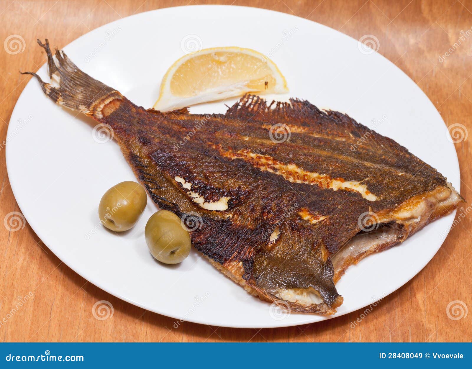 Fried Sole Fish On White Plate Stock Image Image of broiled, sole