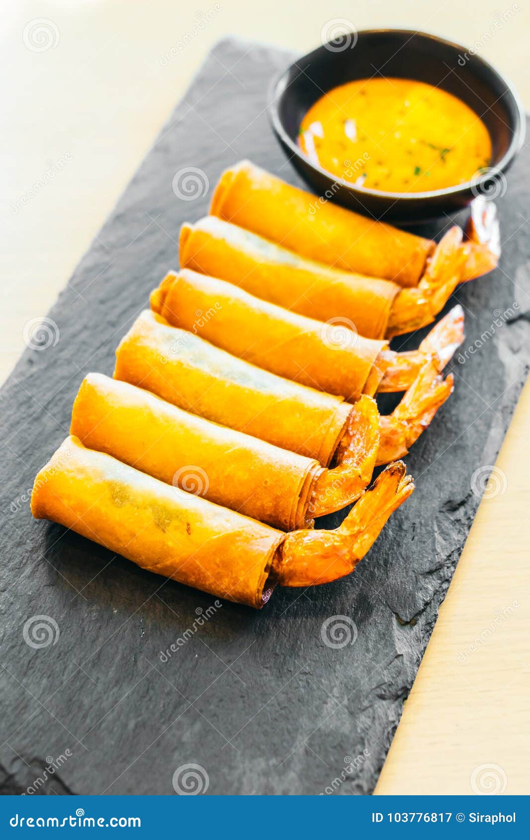 Fried Spring Roll with Shrimp Stock Image - Image of thai, chinese