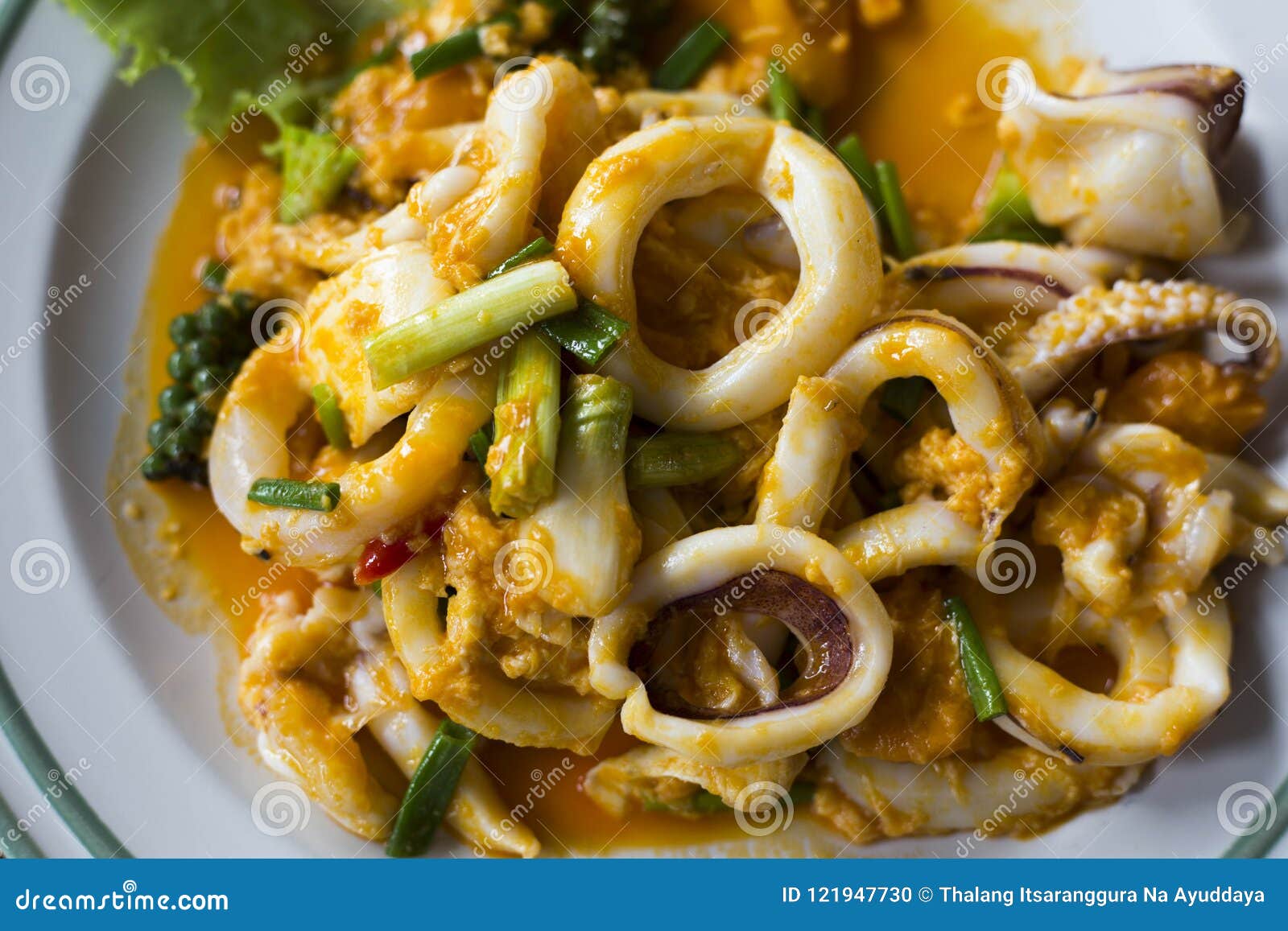 Fried Squid with Salted Egg.seafood of Thailand Stock Photo Image of