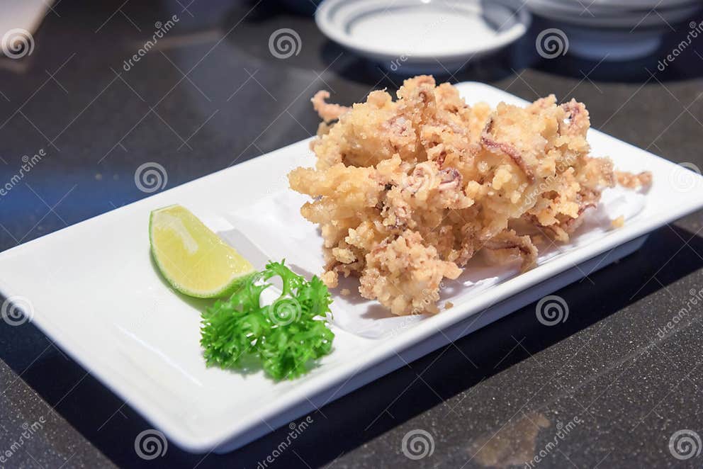 Fried squid tentacles stock image. Image of meal, tentacles - 78382237