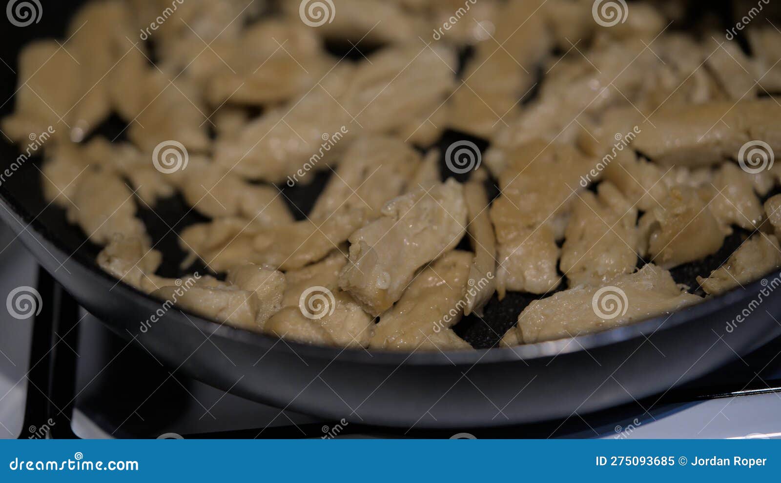 Fried Strips of Mock Chicken, in a Frying Pan Stock Image Image of