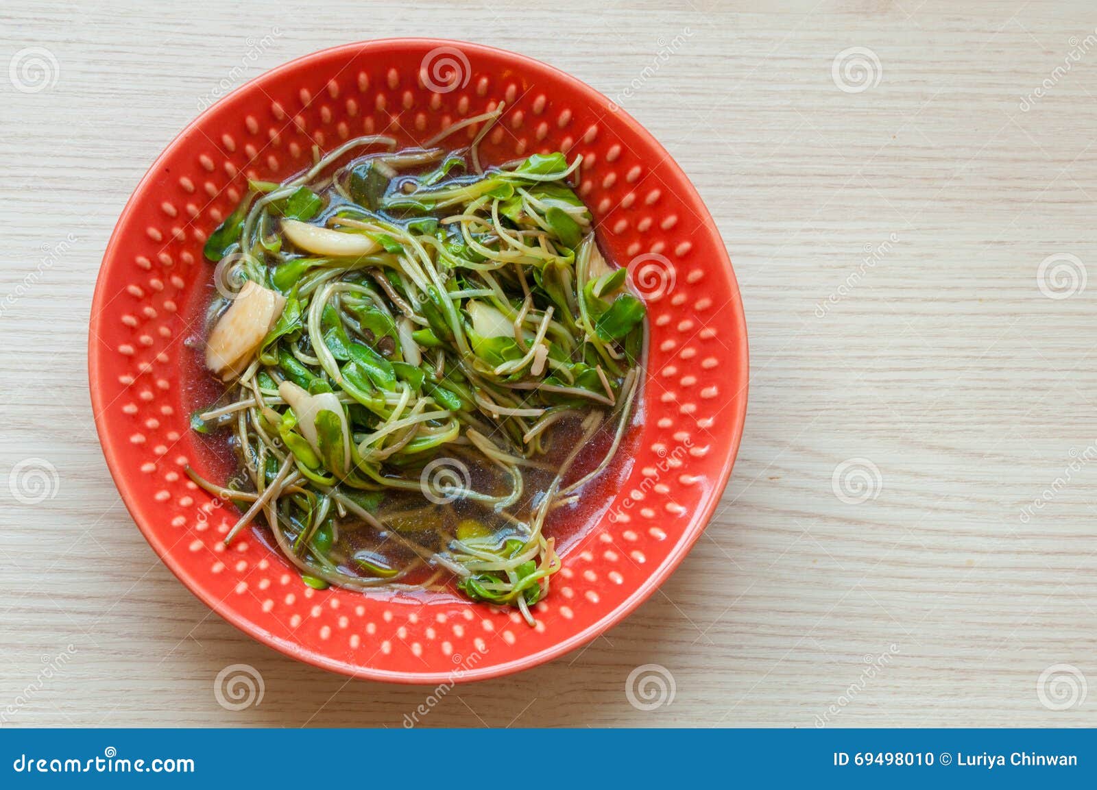 Fried Sunflower Sprout with Oyster Sauce Stock Photo Image of orange