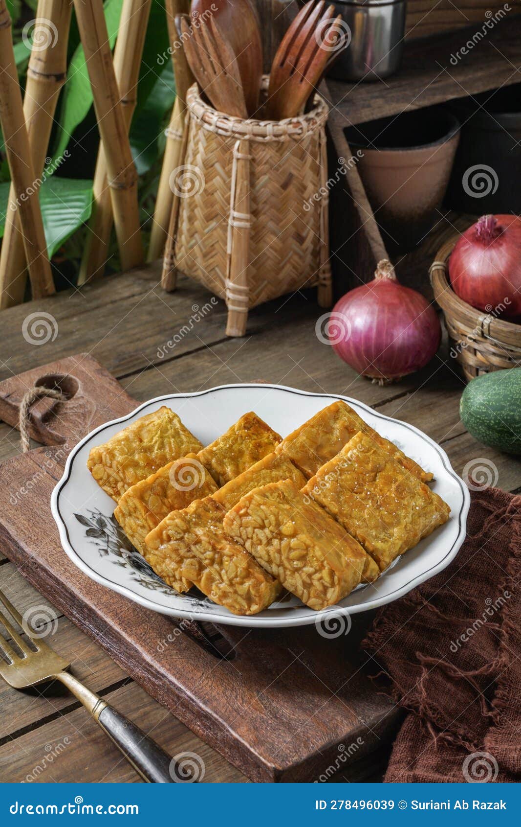 Fried Tempeh or Tempe is a Traditional Malay Dish Snack Stock Image