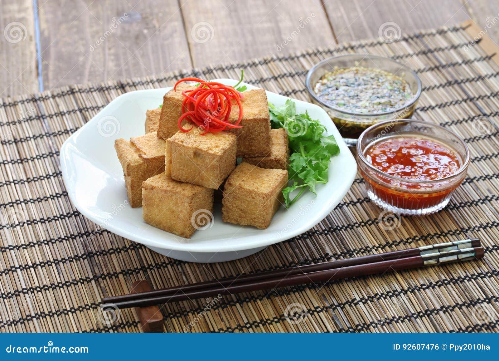 Fried tofu stock photo. Image of cooking, vegetarian - 92607476