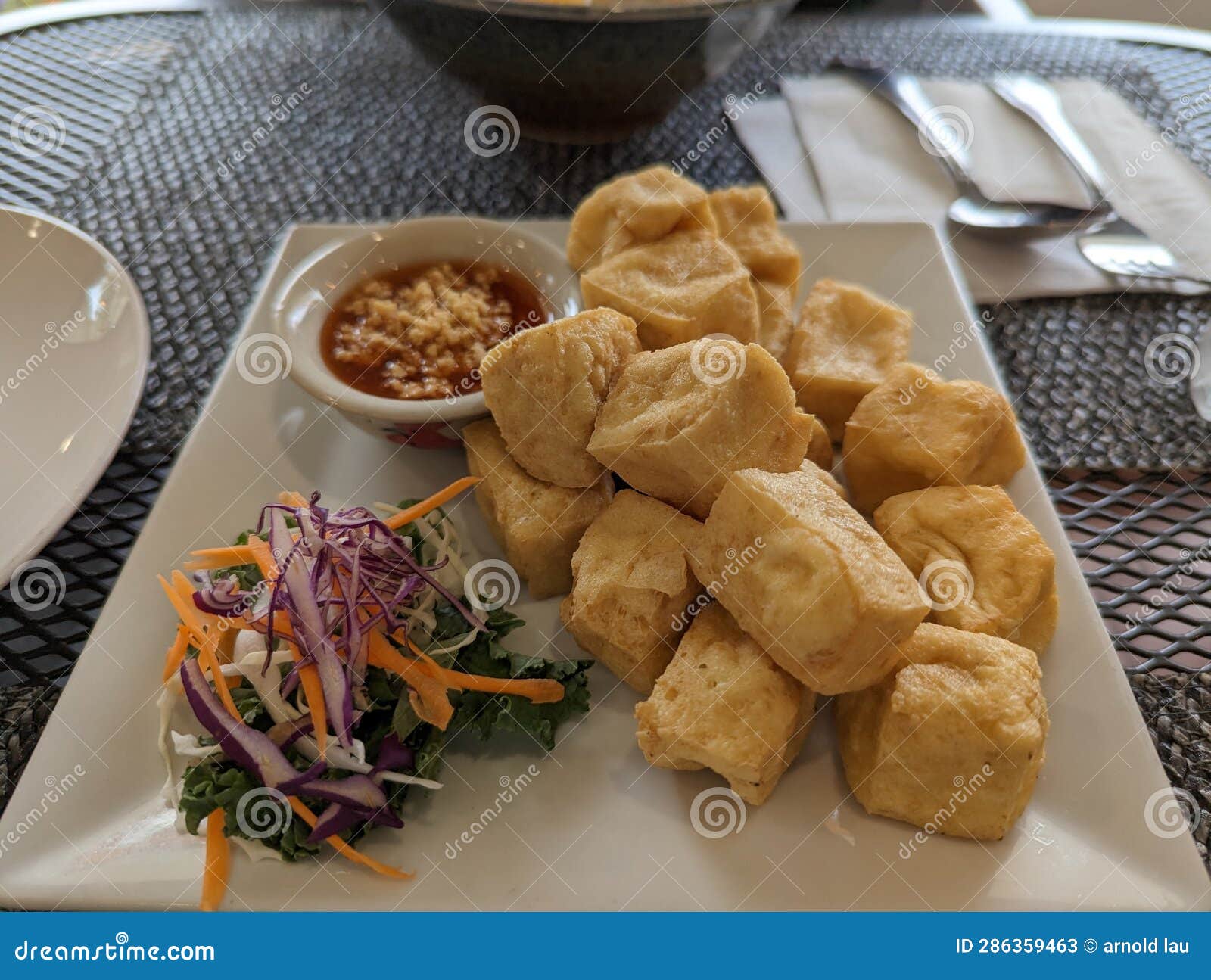 Fried Tofu Thai Peanut Sauce Stock Image Image of peanut, thai 286359463