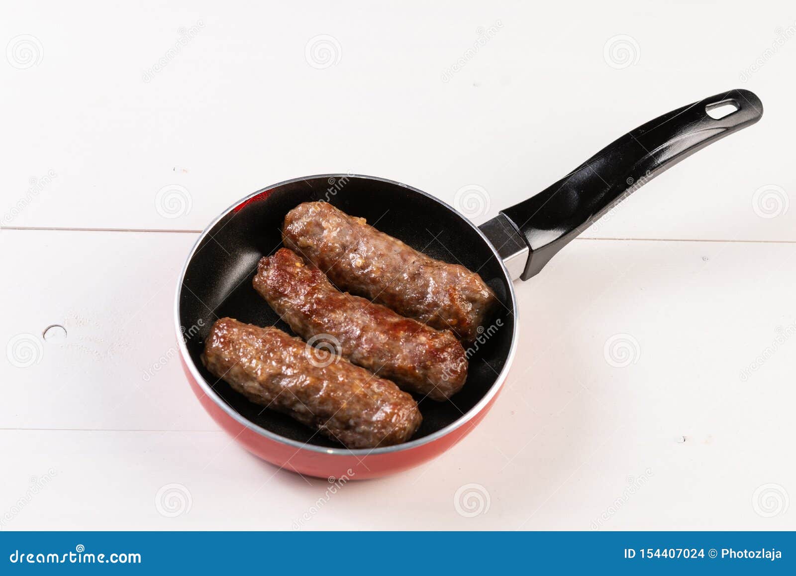 Fried Traditional Balkan Kebabs in the Frying Pan Stock Photo Image