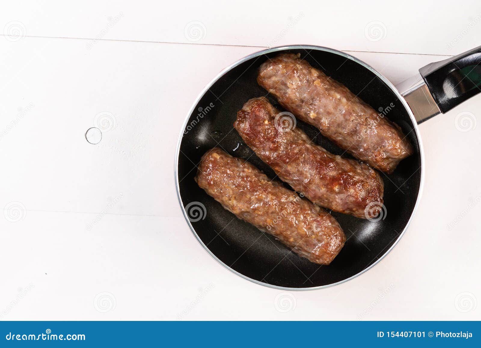 Fried Traditional Balkan Kebabs in the Frying Pan Stock Image Image