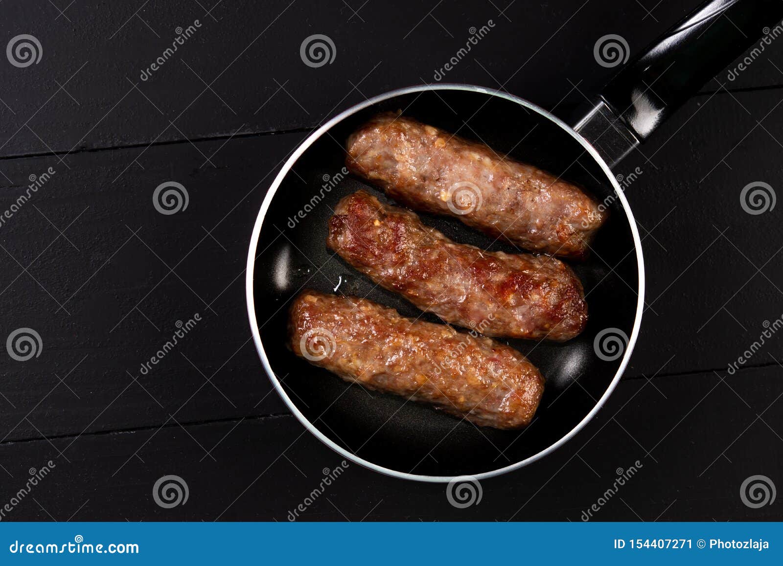 Fried Traditional Balkan Kebabs in the Frying Pan Stock Image Image