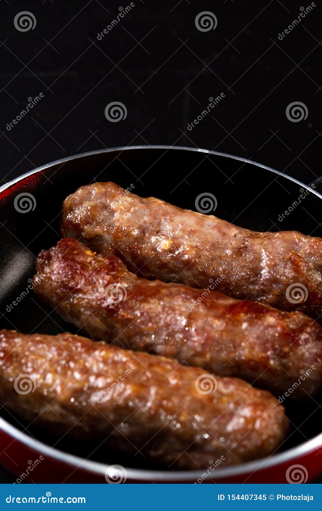 Fried Traditional Balkan Kebabs in the Frying Pan Stock Image Image