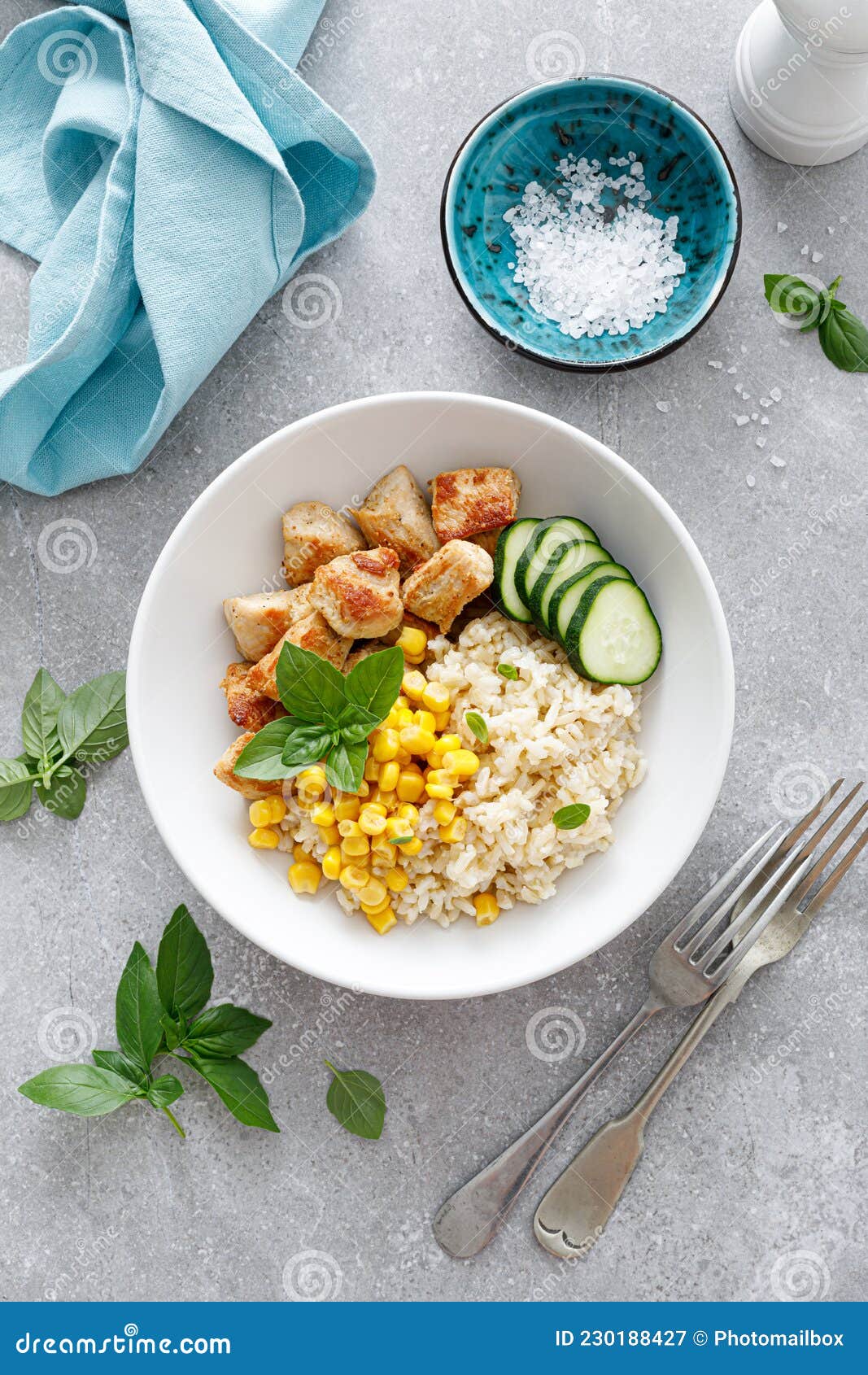 Fried Turkey Breast and Rice with Vegetables Stock Image Image of