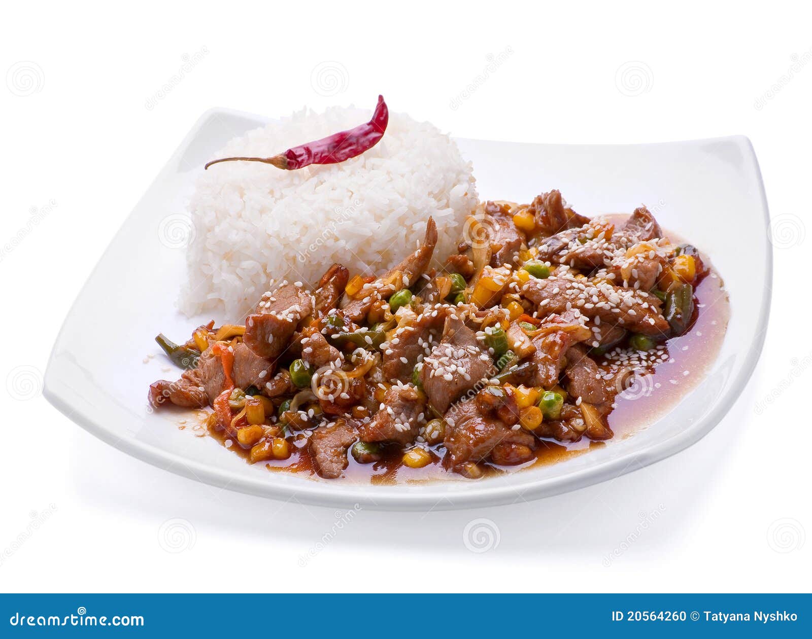Fried Veal Meat Slice with Rice Stock Photo Image of meat, food 20564260