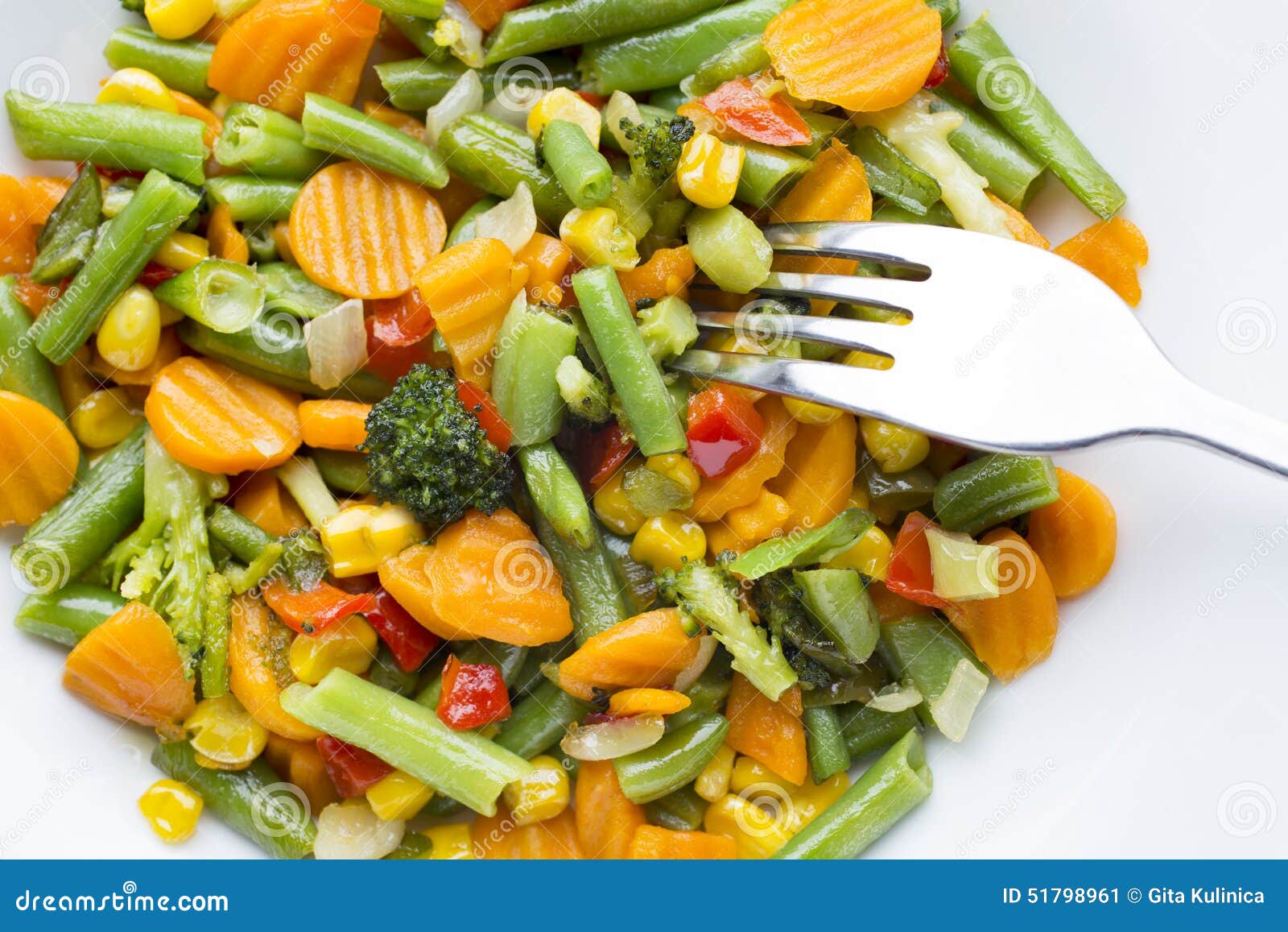 Fried Vegetables in a White Plate. Stock Image Image of green, dinner