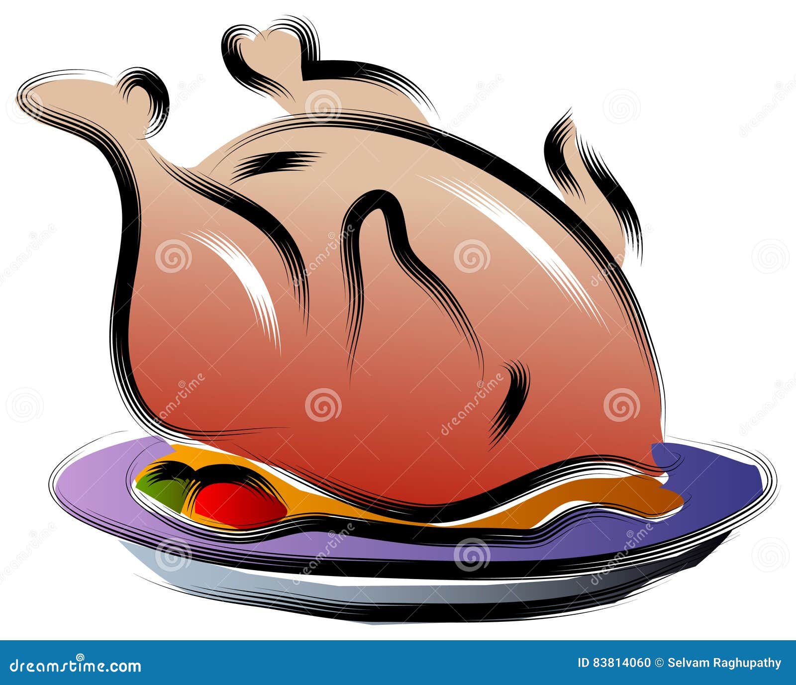 Fried whole chicken stock vector. Illustration of chicken - 83814060