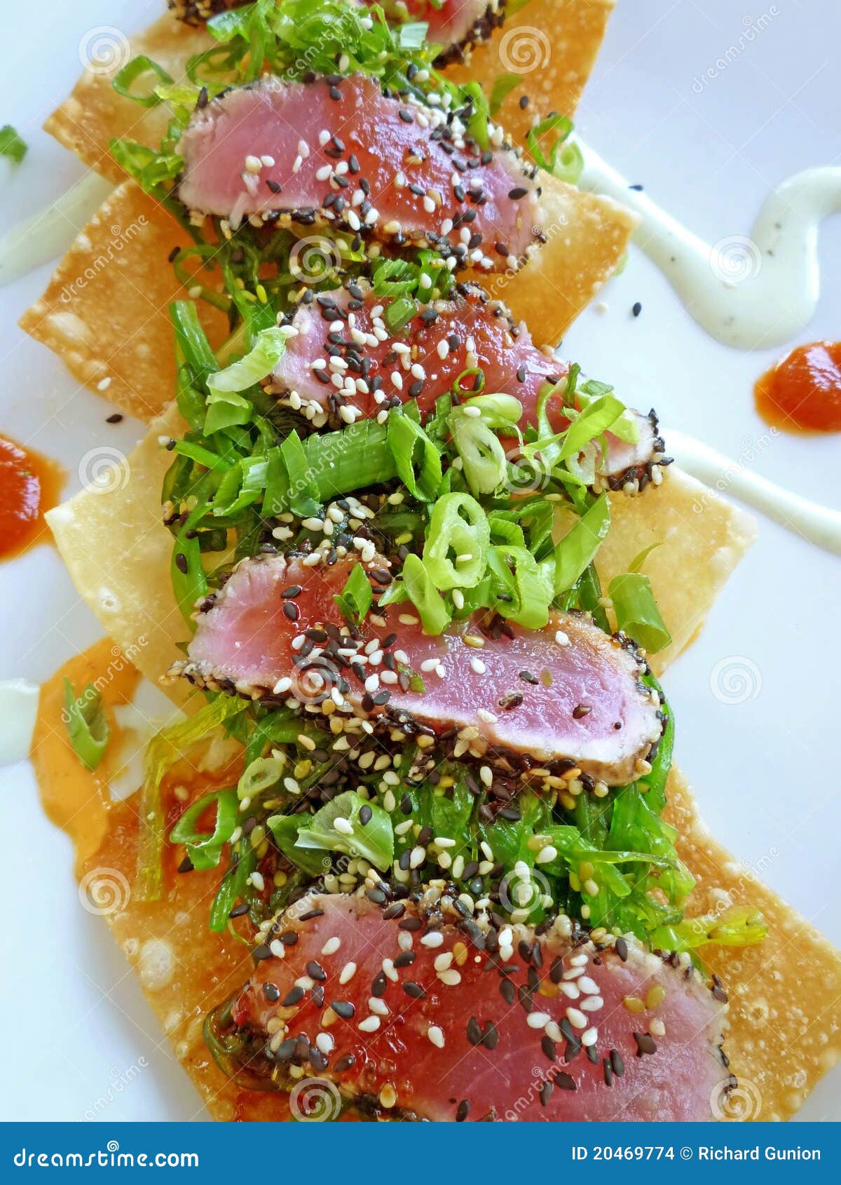 Fried Wonton Seared Tuna Sushi Appetizer Stock Photo Image of sushi