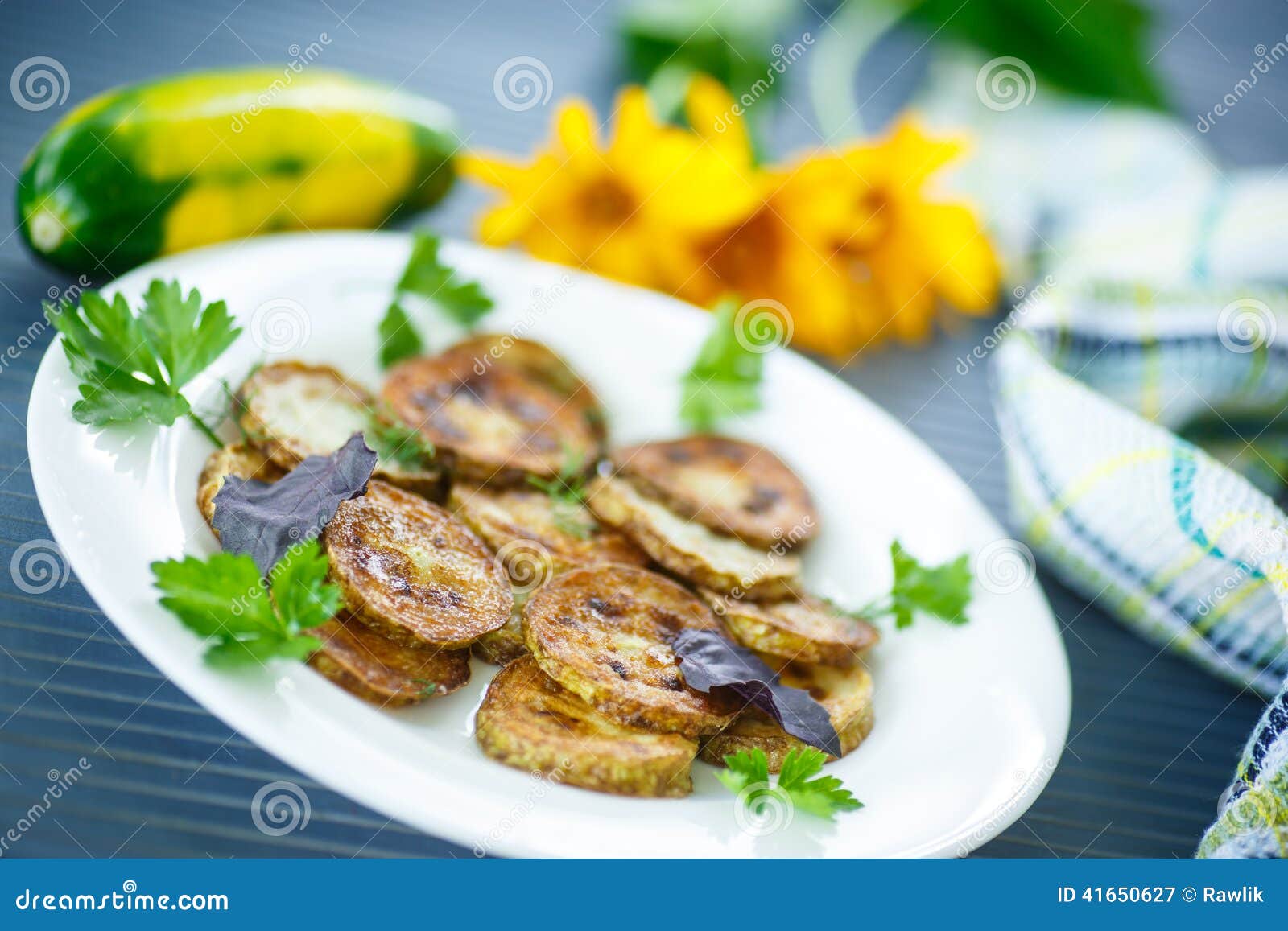 Fried zucchini stock image. Image of eating, fresh, cooked 41650627
