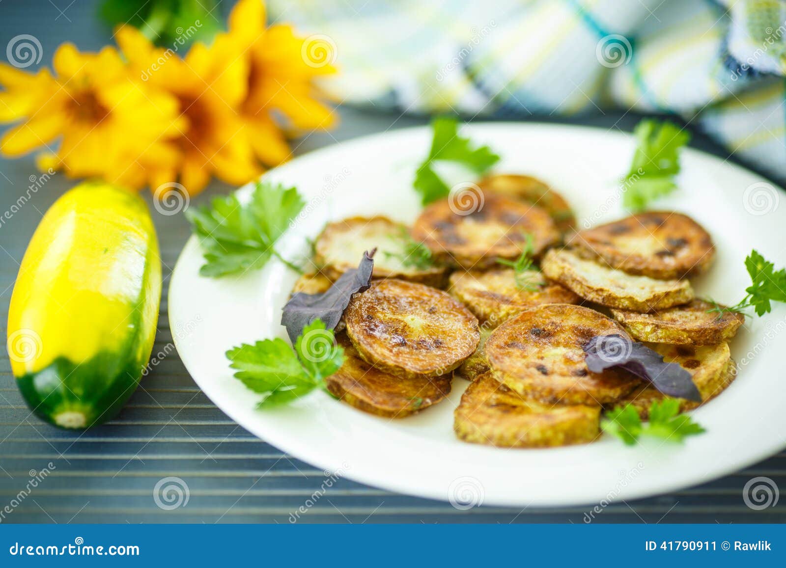 Fried zucchini stock image. Image of lunch, background 41790911