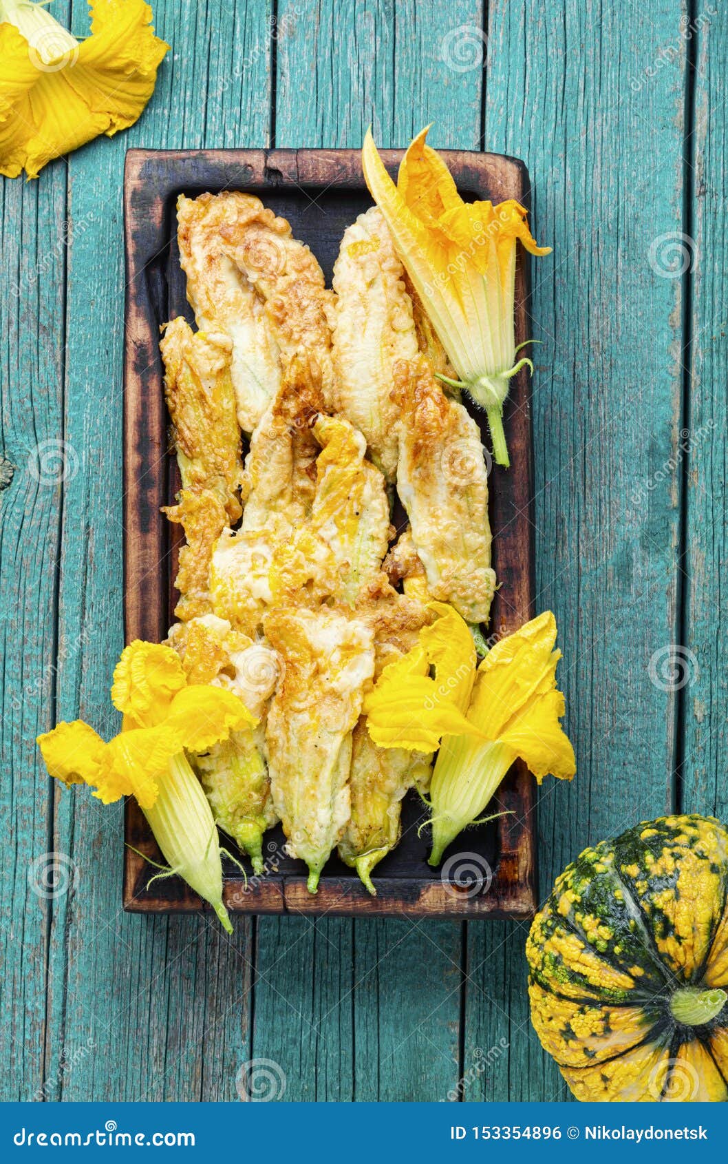 Fried Stuffed Zucchini Flowers Stock Photo Image of preparing, edible