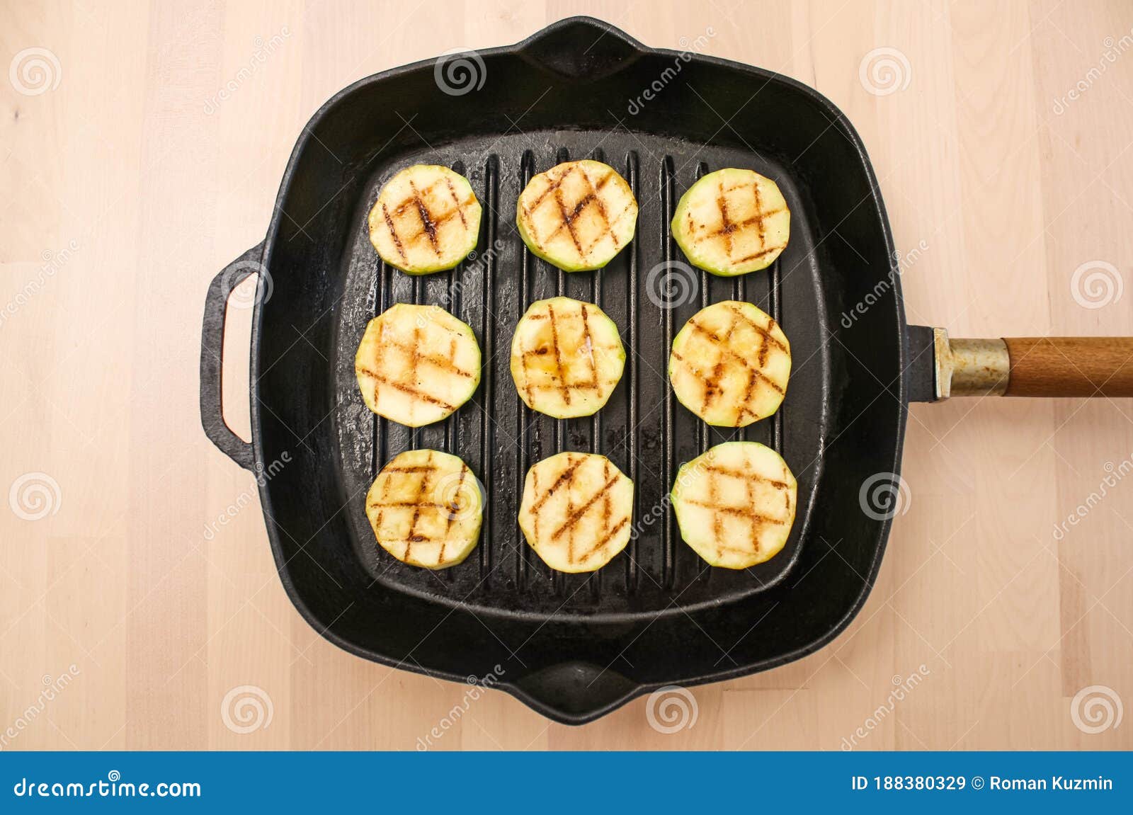 Fried Zucchini in a Square Grilled Pan Stock Image Image of fresh