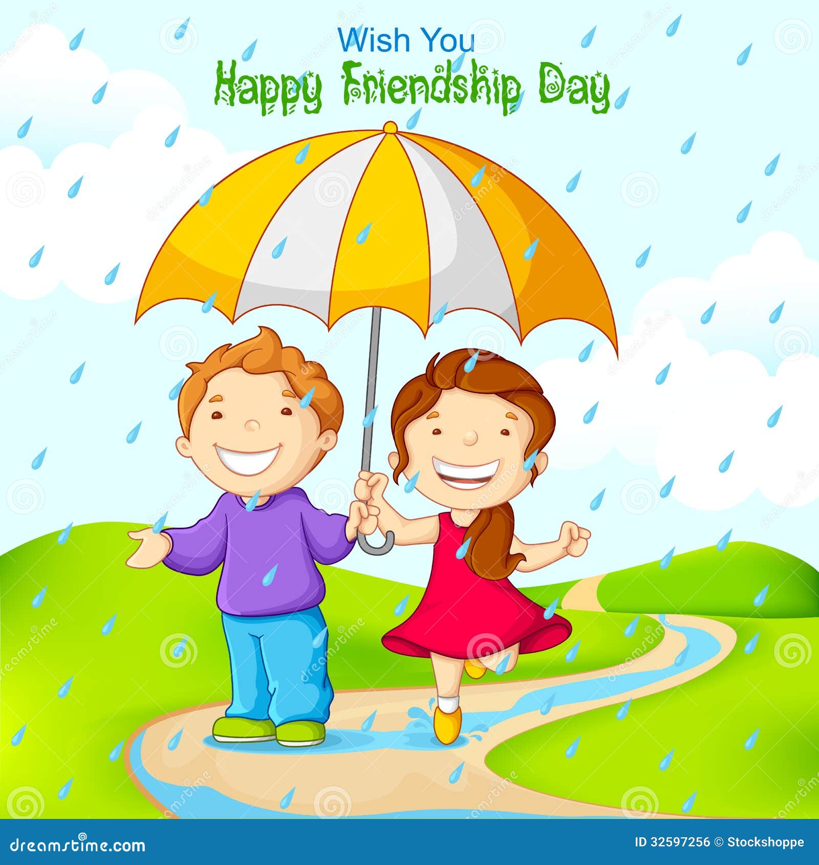 friend celebrating friendship day in rain