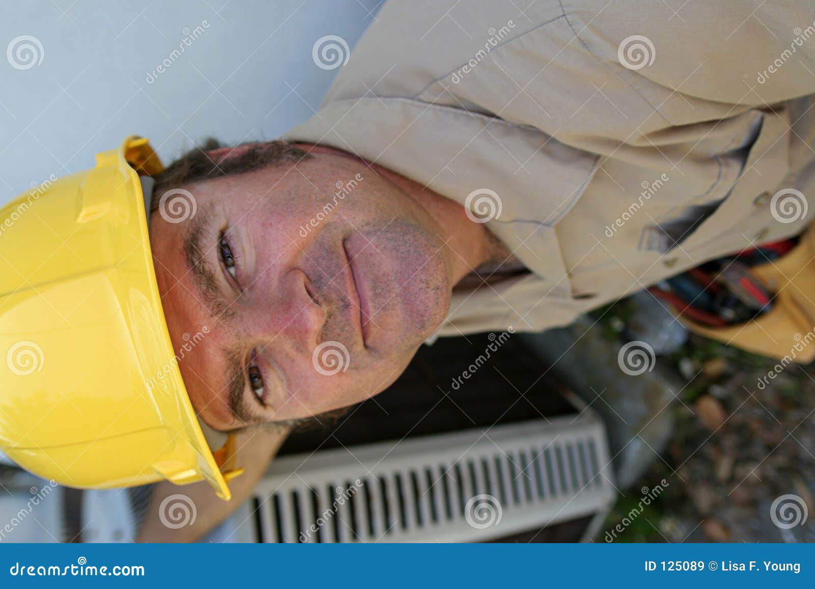 Friendly AC Repairman stock image. Image of home, hard 125089