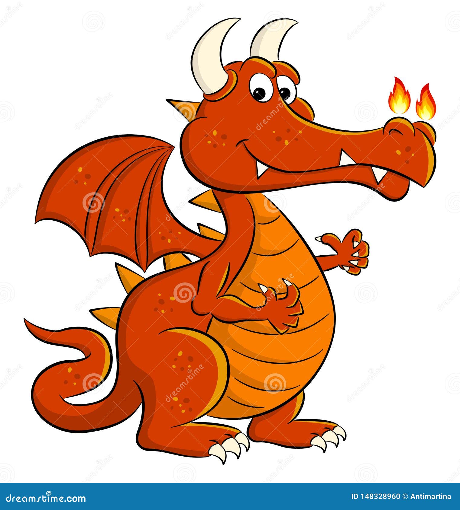 Friendly cartoon dragon stock vector. Illustration of smile - 148328960