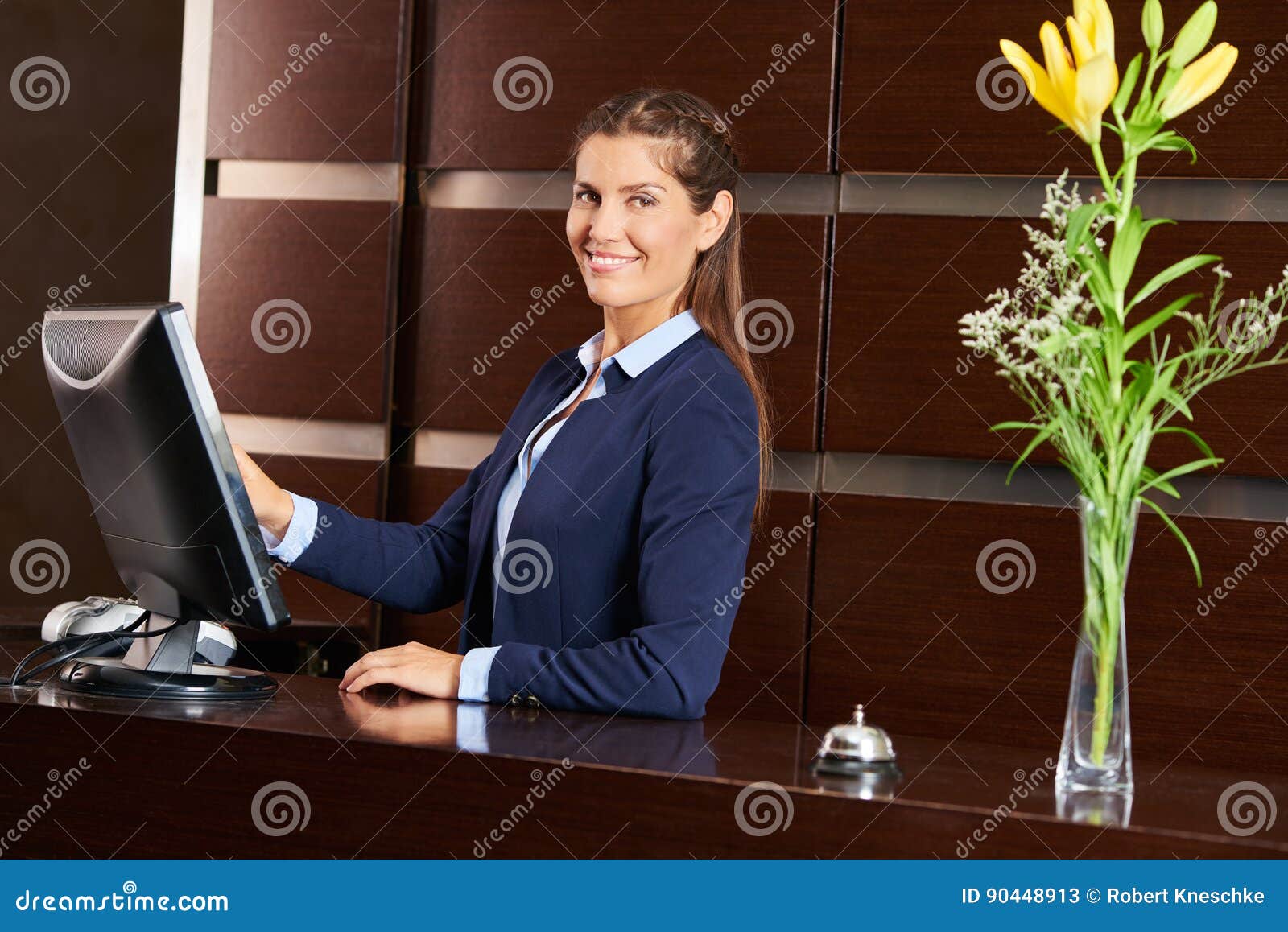 Friendly Concierge at Hotel Reception Stock Image Image of service