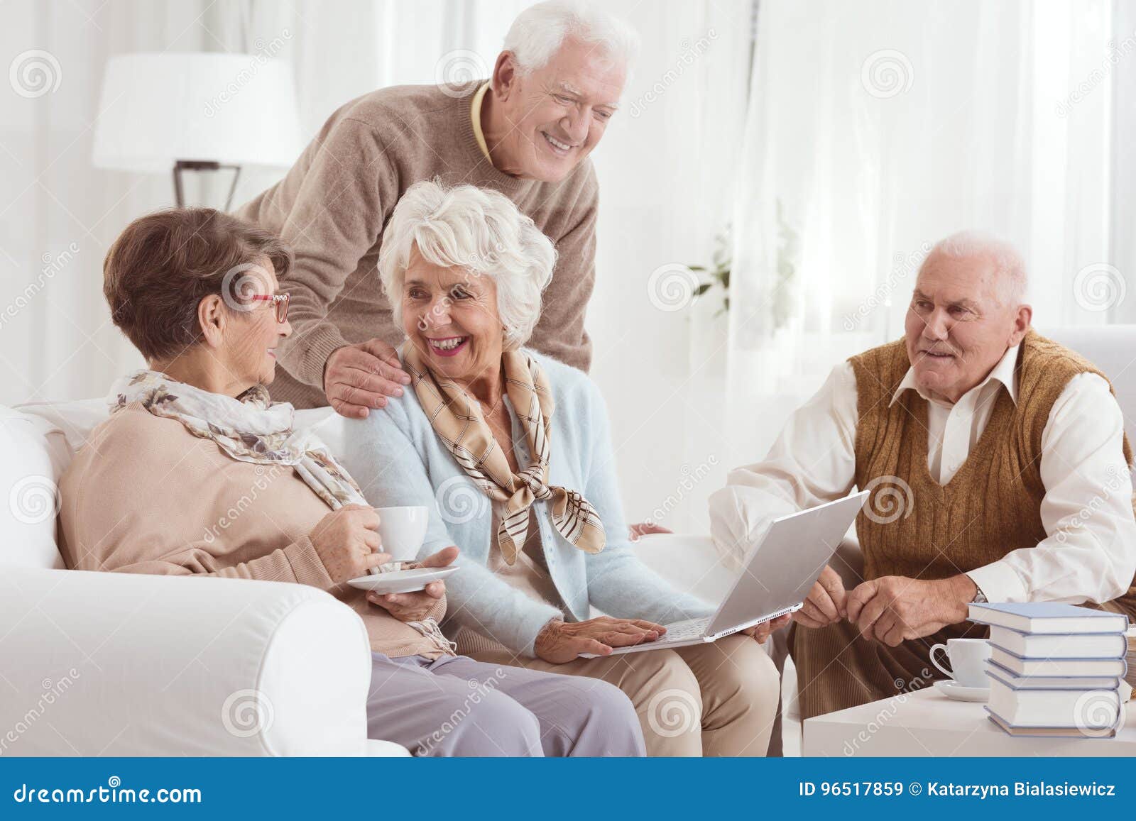 Friendly Conversation of Elderly Neighbors Stock Image Image of