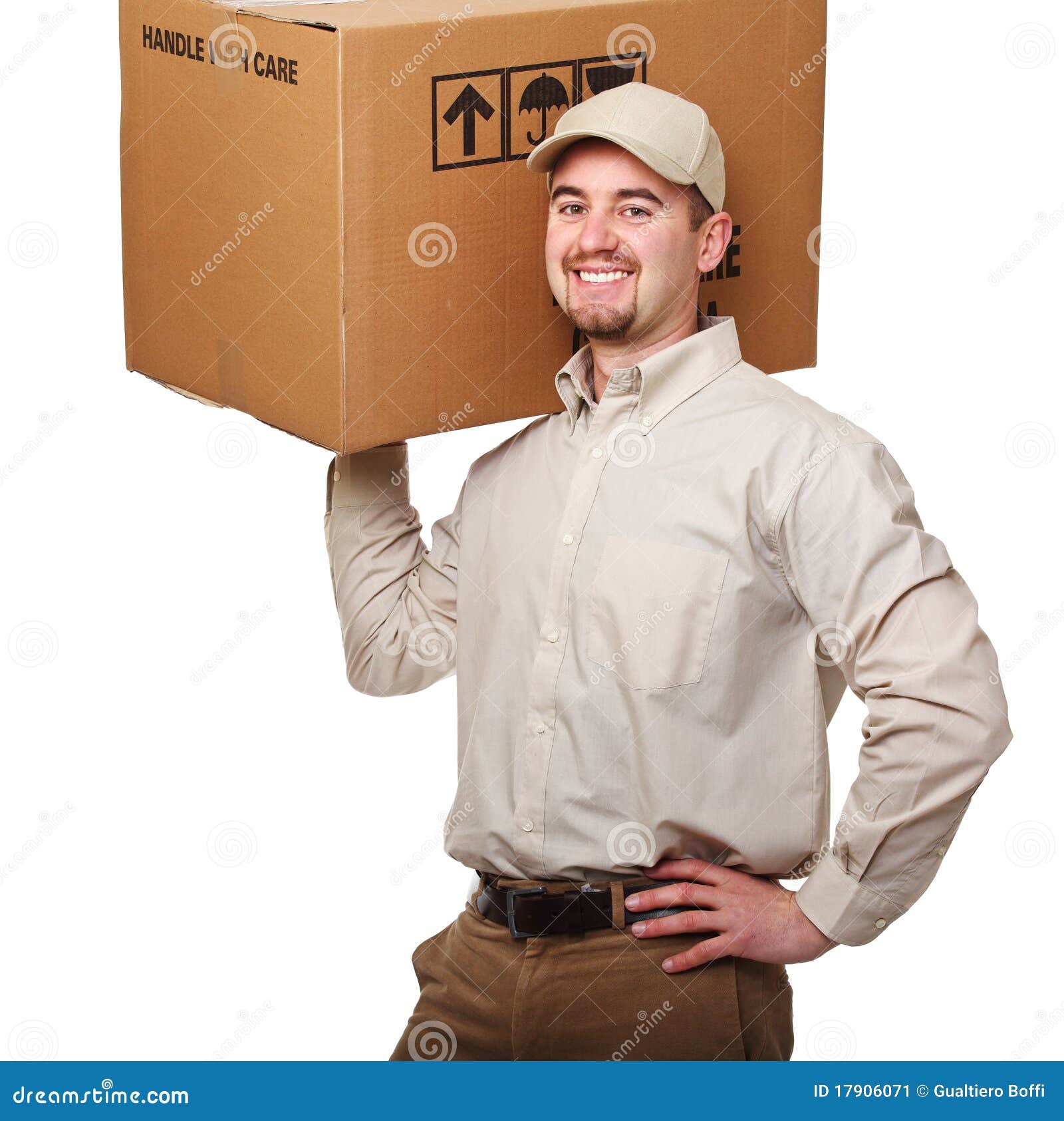 Friendly delivery man stock image. Image of mail, smiling - 17906071