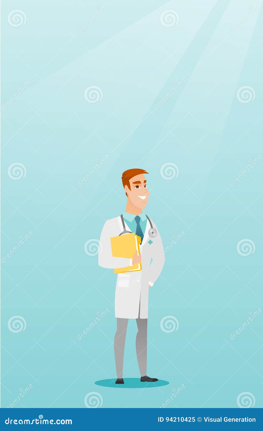 Friendly Doctor with a Stethoscope and a File. Stock Vector ...