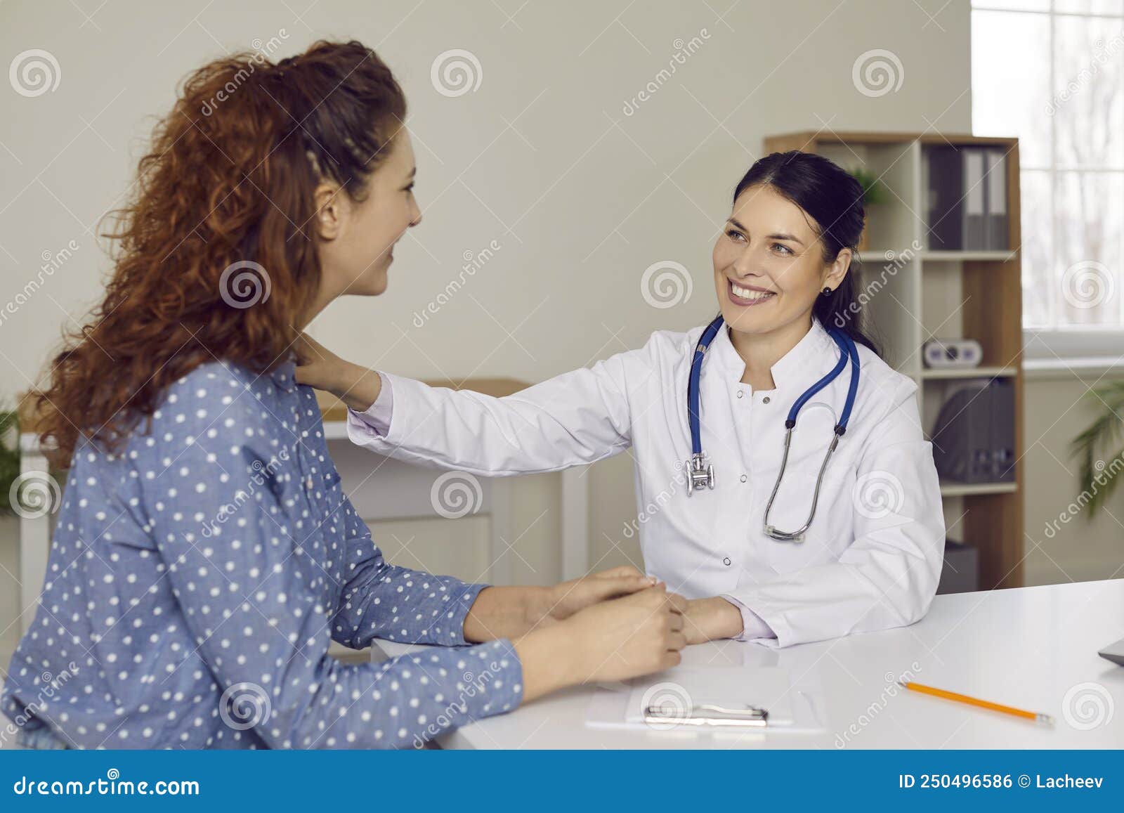 Doctor Touches Patient S Shoulder Telling Her Good News During 