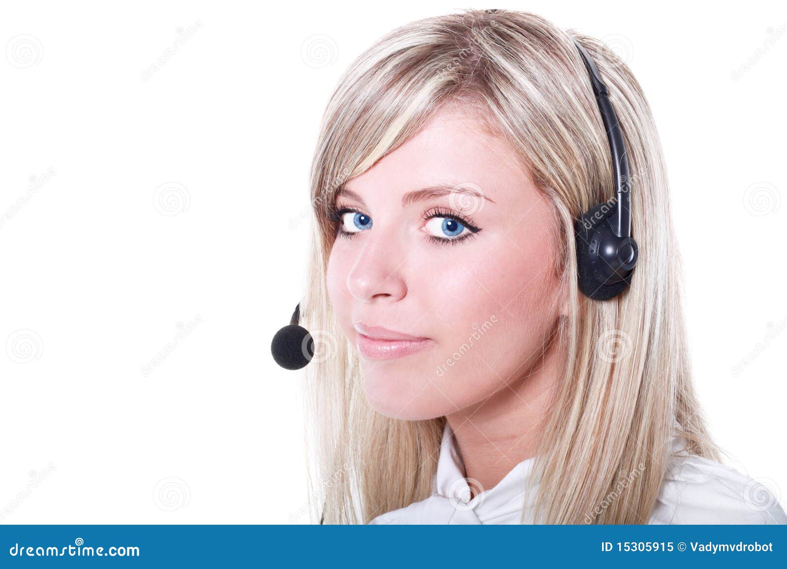 Friendly Female Helpline Operator Stock Image Image of blonde, help