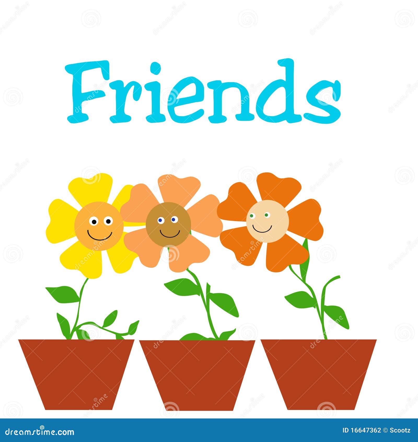 Friendly flowers stock illustration. Illustration of little 16647362