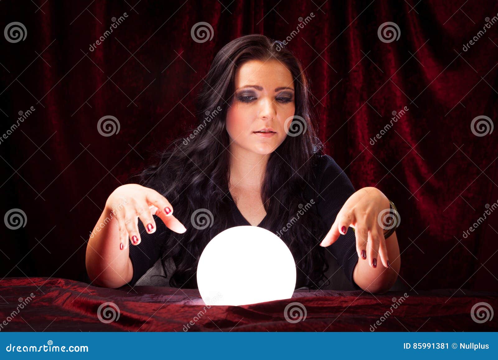 Friendly Fortune Teller with Crystal Ball Stock Image Image of