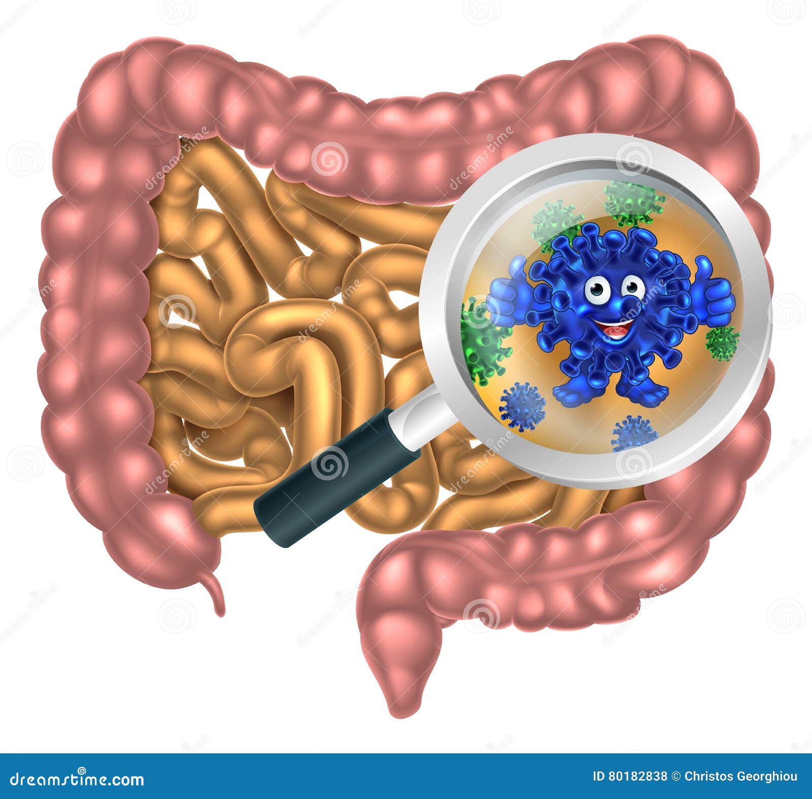 friendly intestine probiotic bacteria mascot