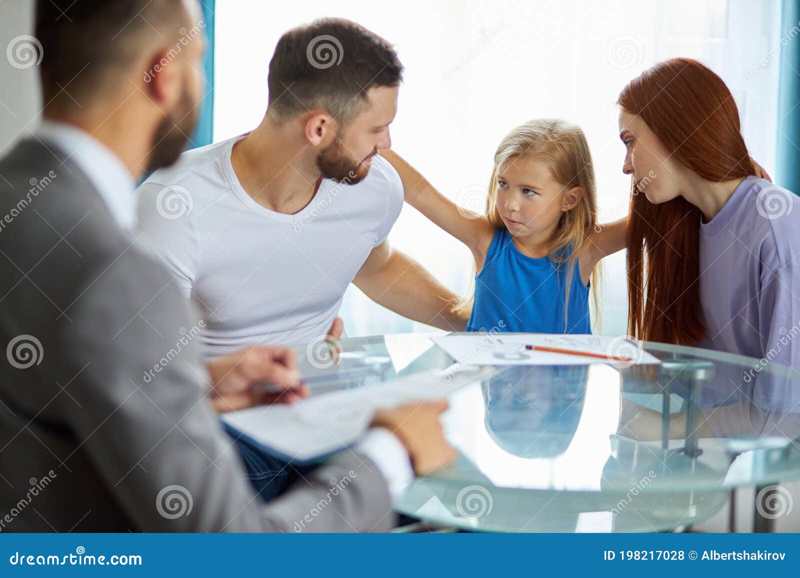 Friendly Psychologist Help Family Going To Be Divorced Stock Photo