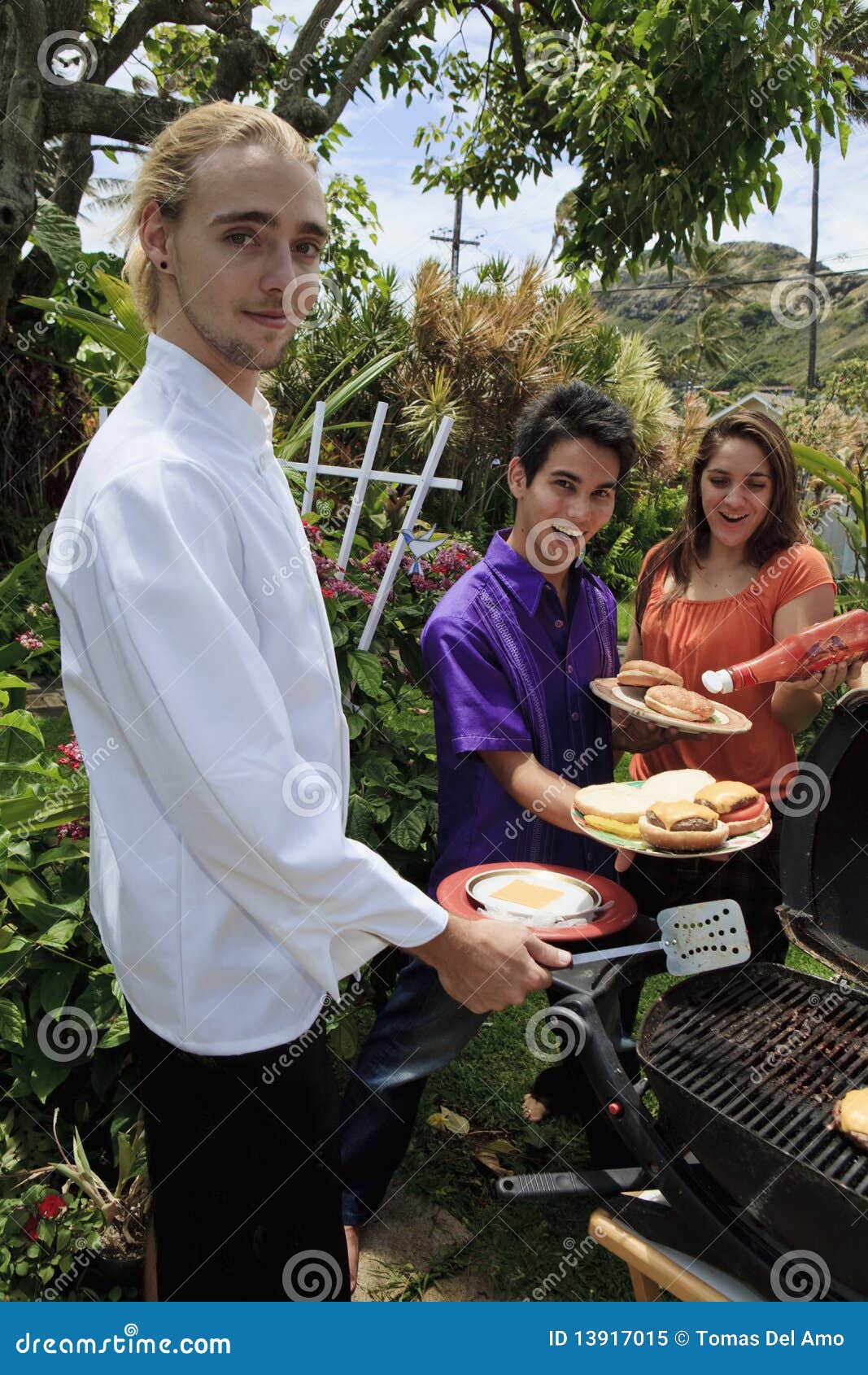 friends at a backyard bar-b-que