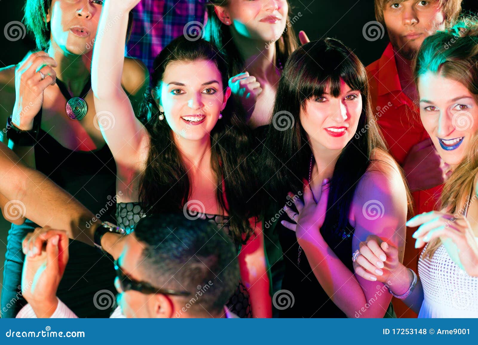 Friends Dancing in Club or Disco Stock Photo - Image of caucasian ...