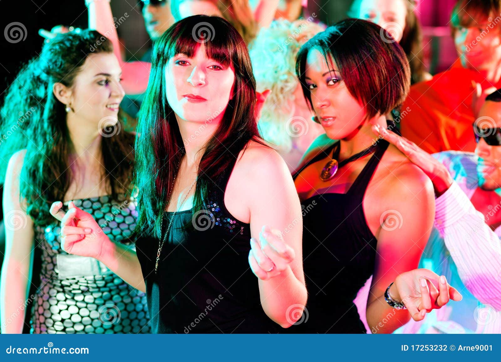 Friends Dancing in Club or Disco Stock Photo - Image of dancing ...